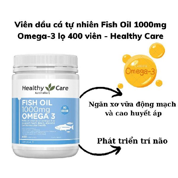 Hình ảnh minh họa củaDầu cá Healthy Care Fish Oil Omega 3 1000mg lọ 400 viên