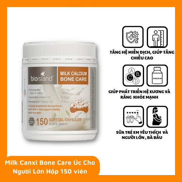 Hình ảnh minh họa củaMilk Calcium Bone Care Bio Island 150 viên - Viên uống bổ sung canxi