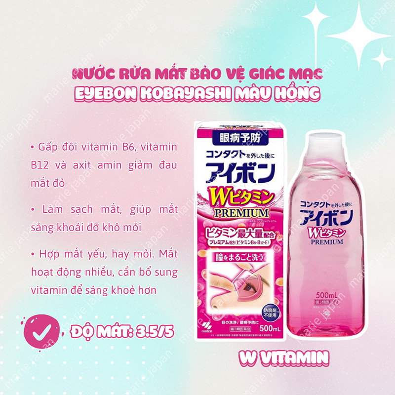 Hình ảnh minh họa củaNước Rửa Mắt Eyebon Bảo Vệ Giác Mạc W Vitamin 500ml Nhật Bản hồng