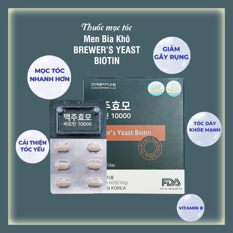 Hình ảnh minh họa của Viên mọc tóc men bia khô Brewer’s Yeast Hàn Quốc