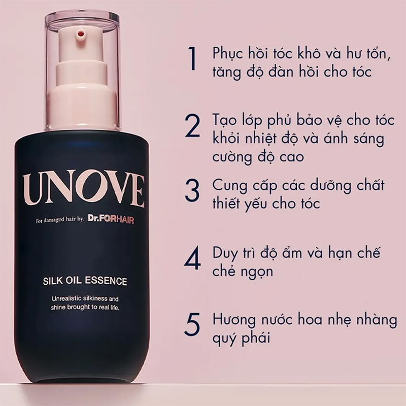 Hình ảnh minh họa củaSerum Dưỡng Tóc Unove Chăm Sóc Tóc Khô Và Hư Tổn 70ml Silk Oil Essence