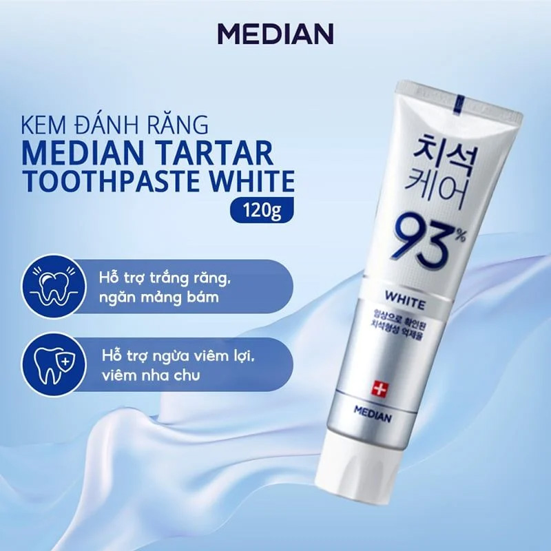 Hình ảnh minh họa củaKem Đánh Răng Giúp Trắng Răng, Giảm Ố, Loại Bỏ Mùi Hôi Median Dental IQ 93% Toothpaste 120g 