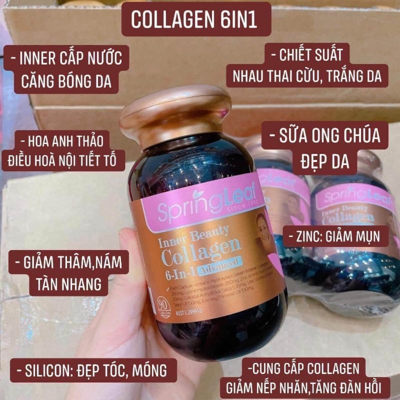 Hình ảnh minh họa củaViên uống Collagen 6 in 1 Spring Leaf Inner Beauty của Úc 90 viên