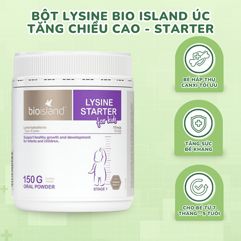 Hình ảnh minh họa củaBio Island Lysine bột tăng chiều cao cho trẻ Bio Island Lysine Starter For Kids (150gr)