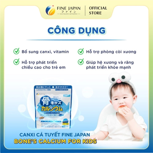 Hình ảnh minh họa của Bột canxi cá tuyết Nhật Bản Bone's Calcium for Kids Fine Japan 