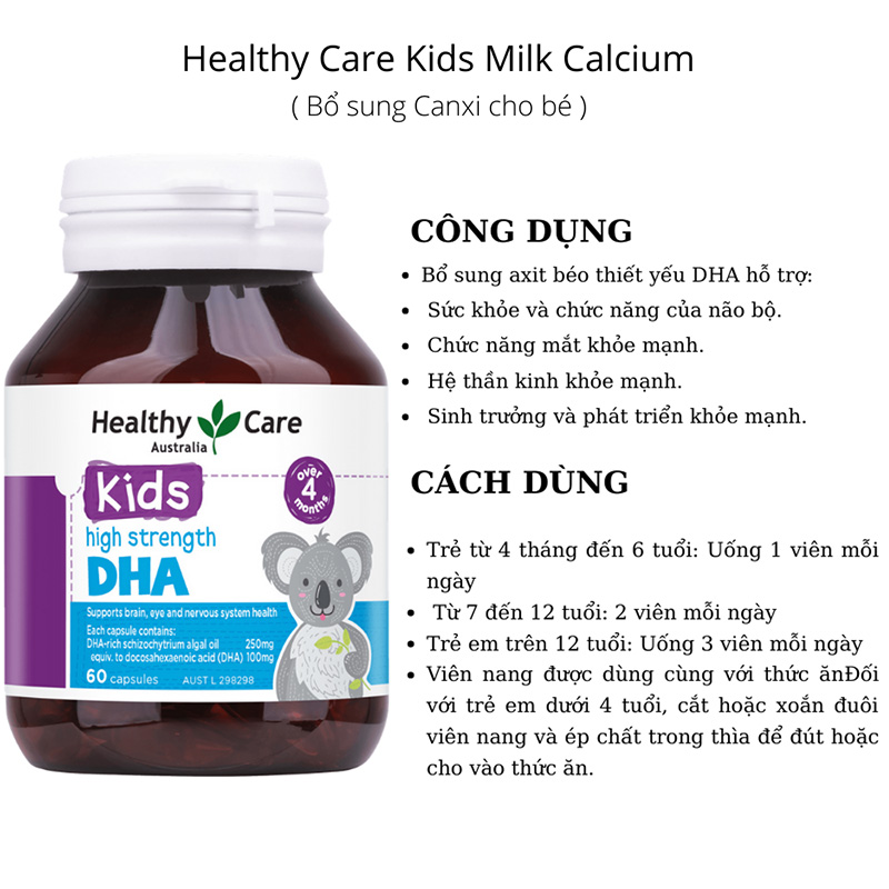 Hình ảnh minh họa củaViên bổ sung DHA Healthy Care của Úc (60 viên)