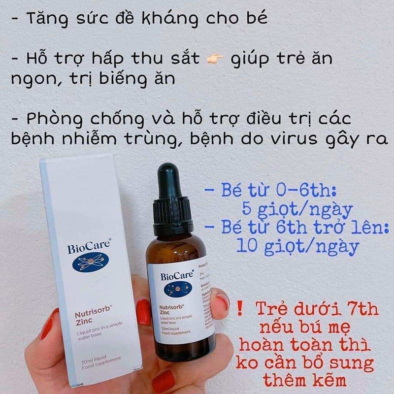 Hình ảnh minh họa củaKẽm BioCare Zinc with Vitamin C dạng giọt 30ml