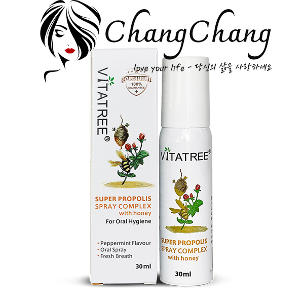 Xịt keo ong Vitatree Super Propolis Spray Complex With Honey hỗ trợ chống oxy hóa, giảm đau rát họng (30ml)