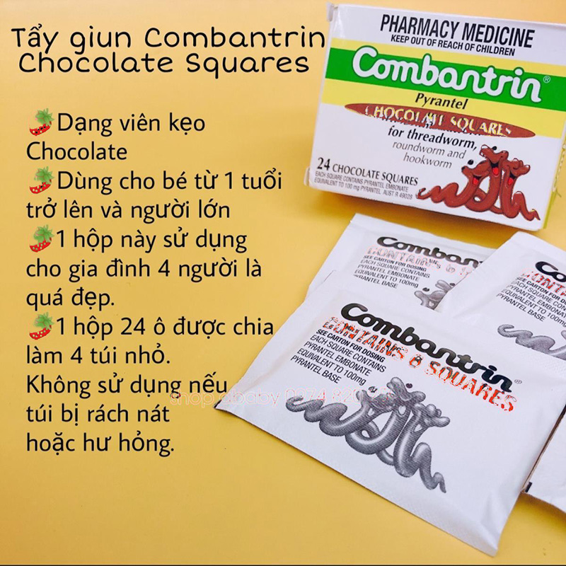 Hình ảnh minh họa củaTẩy giun Socola Úc Combantrin 6 viên