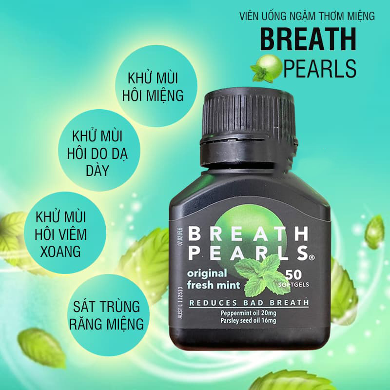 Hình ảnh minh họa củaViên uống thơm miệng Breath Pearls Australia