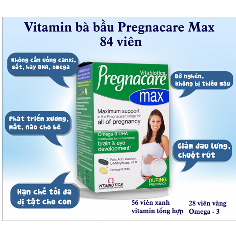 Hình ảnh minh họa củaVitamin bầu Pregnacare Max 84 viên - Vitamin tổng hợp bà bầu số