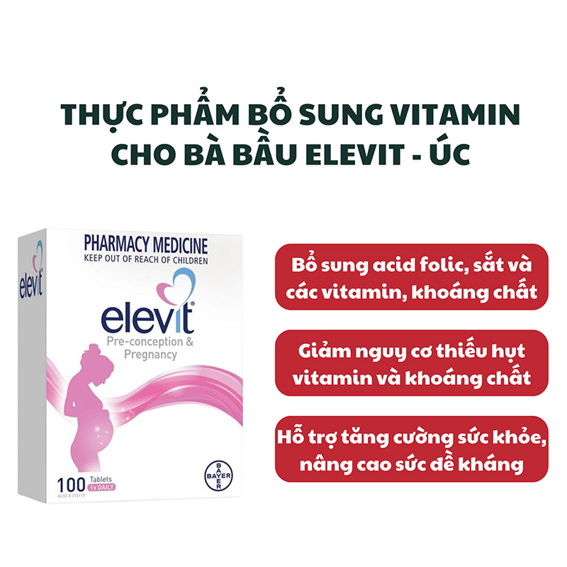 Hình ảnh minh họa củaViên uống Elevit Bayer hỗ trợ tăng cường sức khỏe, nâng cao sức đề kháng cho thai kỳ