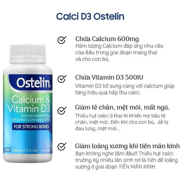 Hình ảnh minh họa củaViên Uống Canxi OSTELIN CALCIUM & VITAMIN D3 130 VIÊN