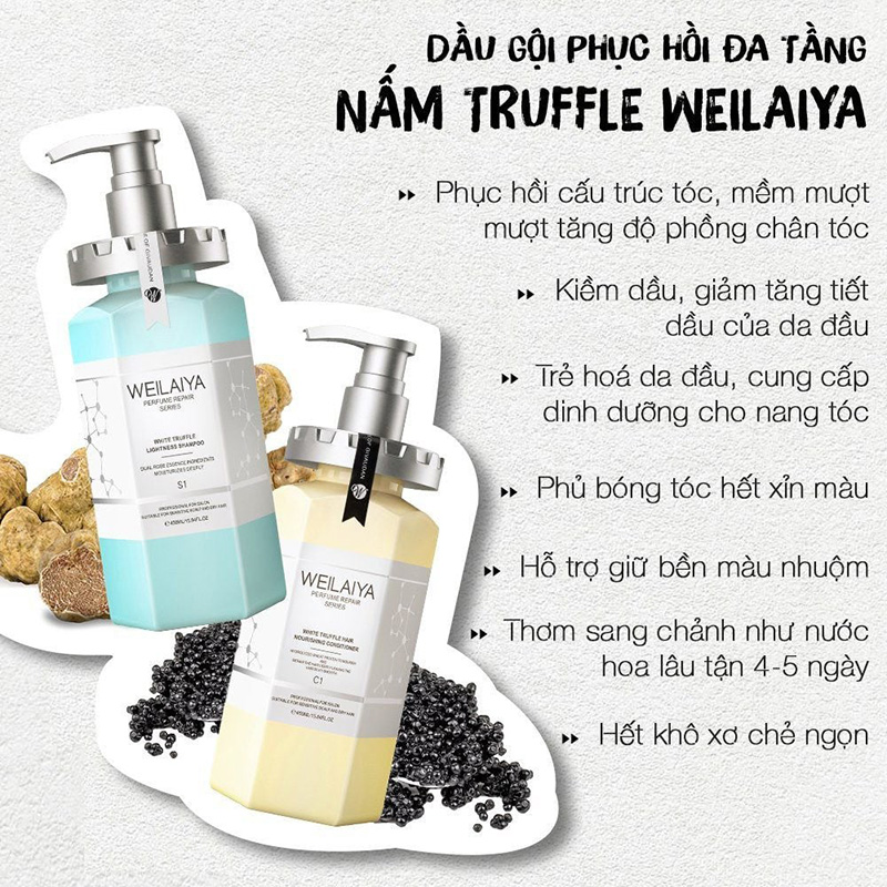 Hình ảnh minh họa củaCặp dầu gội xả phục hồi đa tầng Nấm Truffle Weilaiya