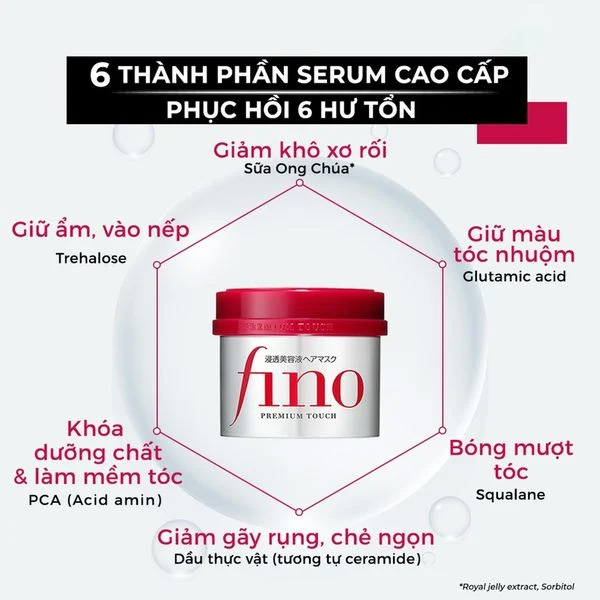 Hình ảnh minh họa củaKem Ủ Tóc Fino Premium Touch Cải Thiện Tóc Hư Tổn 230g