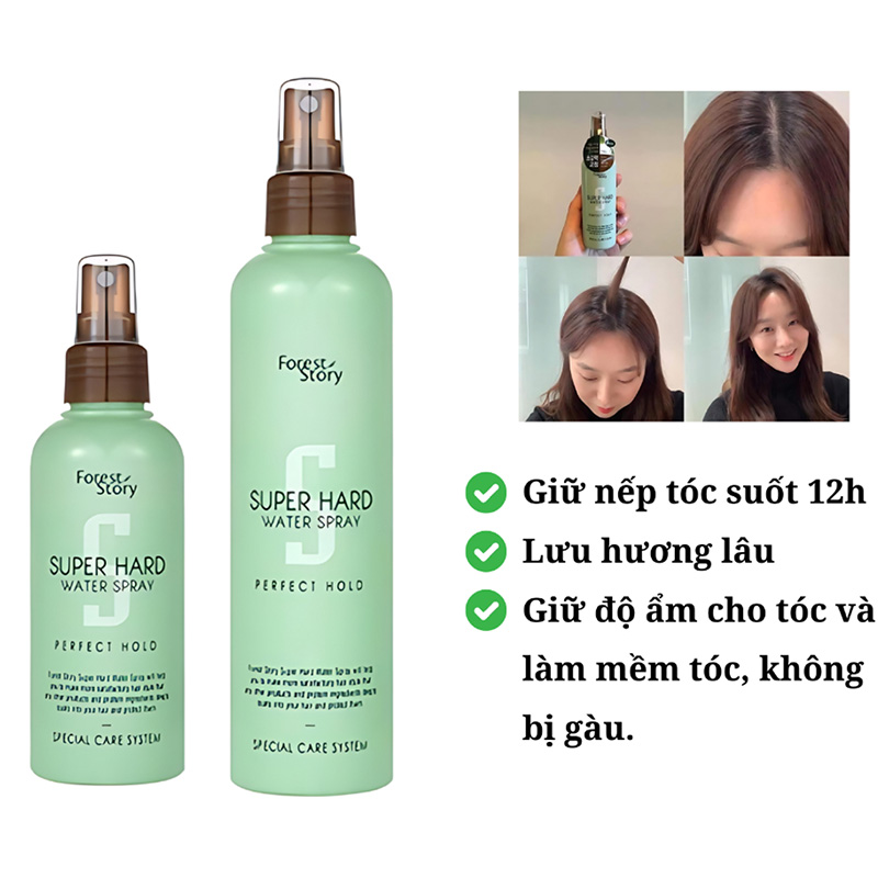 Hình ảnh minh họa củaGôm Xịt Giữ Nếp Tóc FOREST STORY Super Hard Water Spray 252ml màu xanh