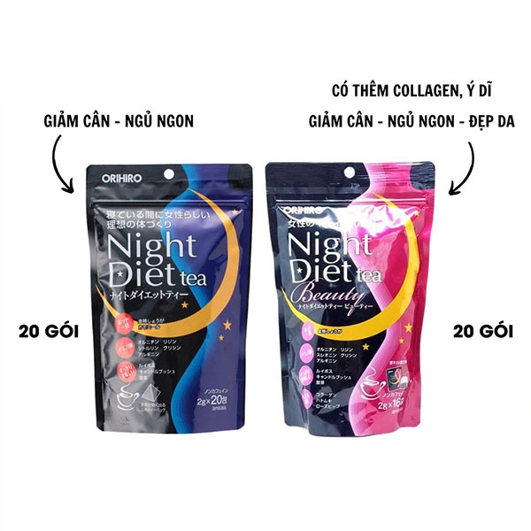 Hình ảnh minh họa củaTrà Giảm Cân Orihiro Night Diet Tea 20 Gói màu xanh