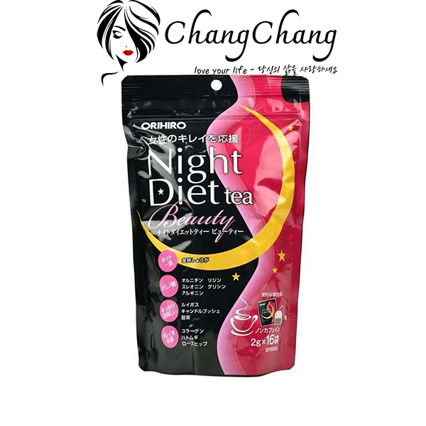 Trà Giảm Cân Orihiro Night Diet Tea Collagen 20 Gói màu hồng