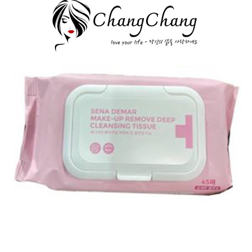 Khăn Ướt Tẩy Trang Sena Demar Make-Up Remove Deep Cleansing Tissue 45 Miếng