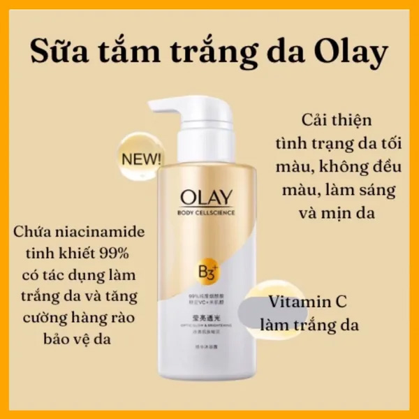 Hình ảnh minh họa củaSữa Tắm Dưỡng Trắng Da OLAY B3 + Vitamin C 500g (Nội Địa Trung)