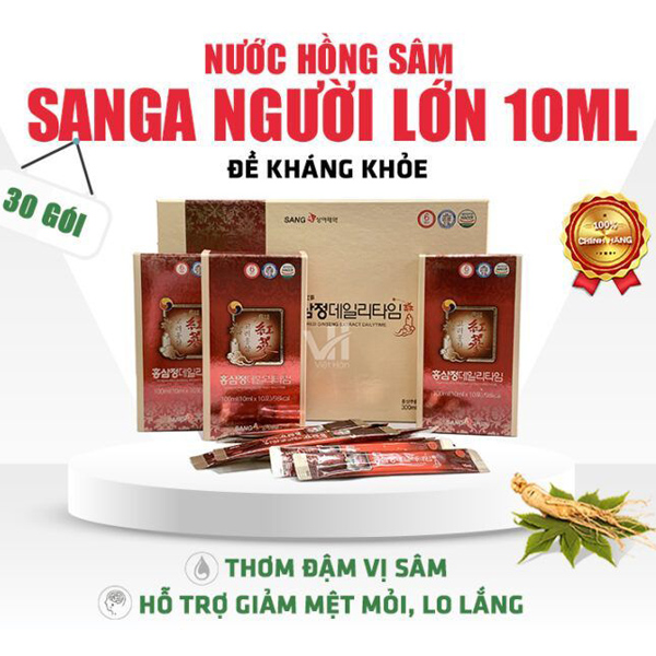 Hình ảnh minh họa củaTinh chất hồng sâm Sanga cô đặc cho người lớn 10ml x 30 gói