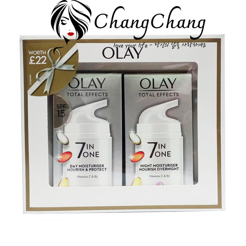 Set kem dưỡng Olay Total Effects 7 in 1 ngày và đêm