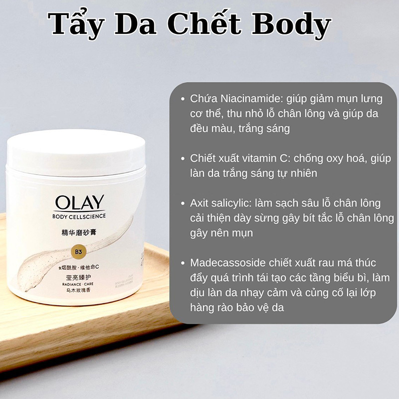 Hình ảnh minh họa củaTẩy Tế Bào Chết Toàn Thân Olay Body Cellscience B3+ Vitamin C 200g (Bản Trung)