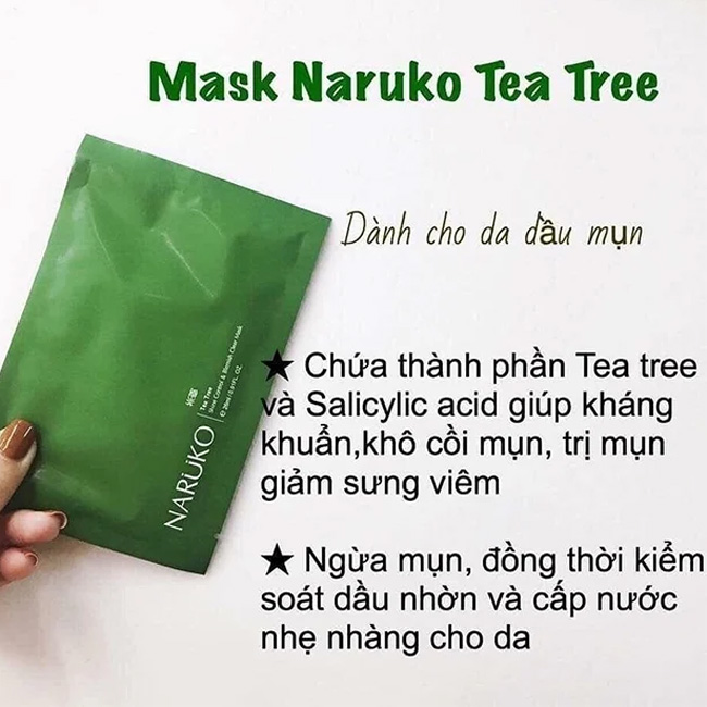 Hình ảnh minh họa củaMặt Nạ Chiết Xuất Tràm Trà Kiềm Dầu, Hỗ Trợ Giảm Mụn Naruko Tea Tree Shine Control & Blemish Clear Mask 26ml