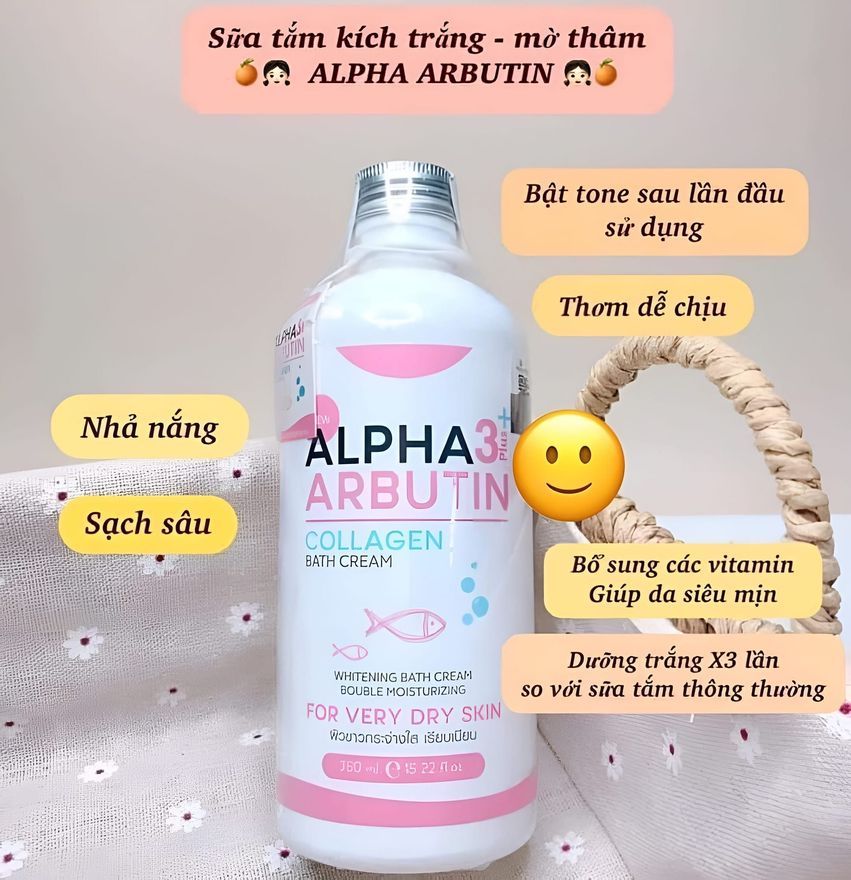 Hình ảnh minh họa củaSữa Tắm Trắng Da Alpha Arbutin 3 Plus Collagen Bath Cream Làm Trắng Da 350ml