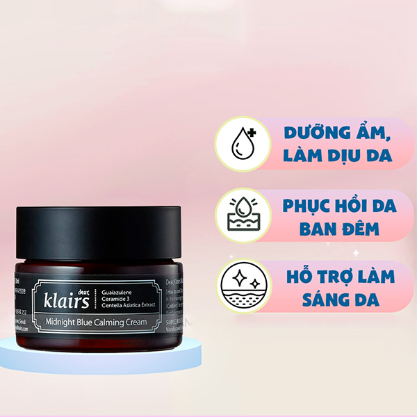 Hình ảnh minh họa củaKem Dưỡng Da Làm Dịu, Cải Thiện Da Ban Đêm Klairs Midnight Blue Calming Cream 30ml