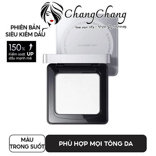 Phấn Nén Kiềm Dầu, Chống Nước Carslan Black Magnet Soft Mist Powder 8g #02 Trong Suốt Siêu Kiềm Dầu