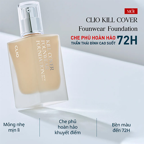 Hình ảnh minh họa củaKem Nền Clio Kill Cover Founwear Foundation SPF30 PA+++