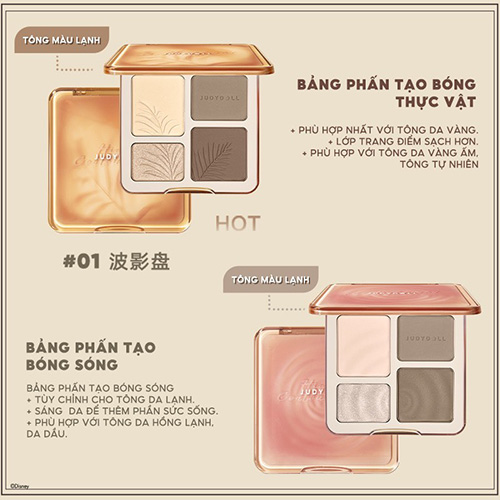 Hình ảnh minh họa của2 IN 1 Highlighter Contour Palette JudyDoll #01 Tone Lạnh
