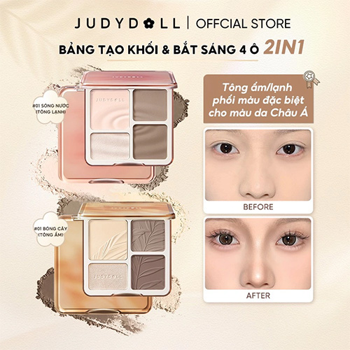 Hình ảnh minh họa của2 IN 1 Highlighter Contour Palette JudyDoll #02 Tone Ấm