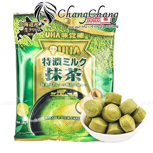 Kẹo sữa trà xanh matcha Nhật Bản UHA Tokuno 58g UHA Milk Candy 8.0 Matcha