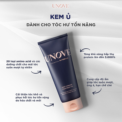 Hình ảnh minh họa củaKem Ủ Tóc Unove Phục Hồi Và Dưỡng Siêu Mềm Mượt 320ml Unove Deep Damage Treatment EX Warm Petals