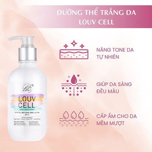 Hình ảnh minh họa củaSữa dưỡng thể trắng da Louv Cell Crystal Whitening Body Lotion SPF 5