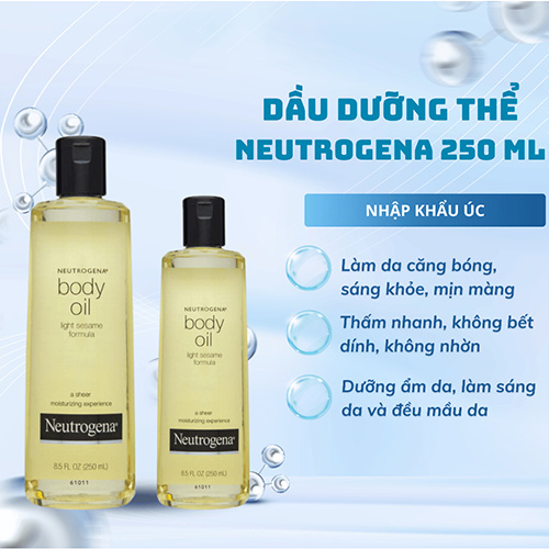 Hình ảnh minh họa củaDầu Dưỡng Thể Căng Bóng, Cấp Ẩm Giúp Da Mềm Mại Neutrogena Body Oil Light- 250ml- Úc