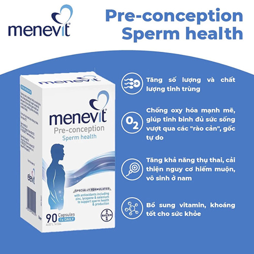 Hình ảnh minh họa củaThực phẩm chức năng Viên uống Menevit Pre-Conception Sperm Health của Úc