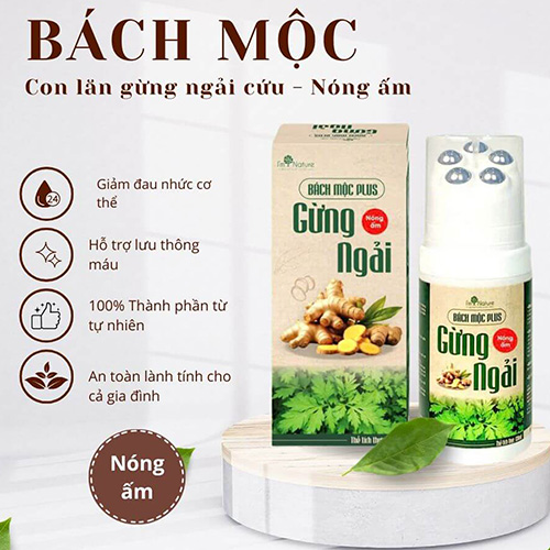 Hình ảnh minh họa củaCon lăn massage gừng ngải Bách Mộc Plus Con lăn giảm mỏi cổ vai gáy, lưu thông khí huyết