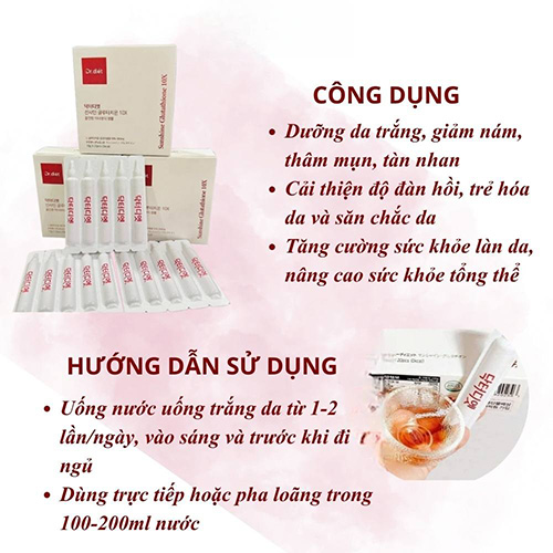 Hình ảnh minh họa củaNước Uống Trắng Da Dr.Diet Sunshine Glutathione GC 10X Hàn Quốc Hộp 20 Ống Giúp Da Trắng Sáng Mịn Màng