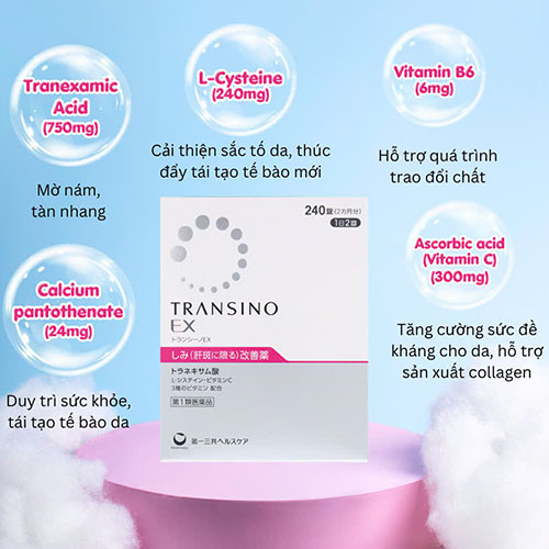 Hình ảnh minh họa củaViên uống trị nám Transino Whitening EX Nhật Bản 240 viên