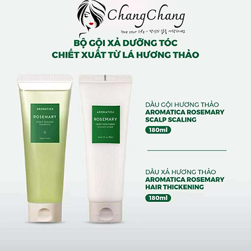 Set Dầu gội dầu xả hương thảo AROMATICA Rosemary Scalp Scaling Shampoo 180ml