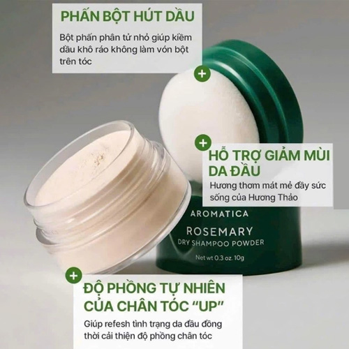 Hình ảnh minh họa củaPhấn Gội Khô Hương Thảo Aromatica Rosemary Dry Shampoo Powder