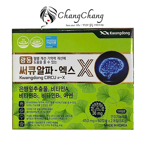 Viên uống hỗ trợ não bộ Kwangdong Circu Hàn Quốc - Tăng cường trí nhớ, tuần hoàn não, giảm căng thẳng - Hộp 60 viên