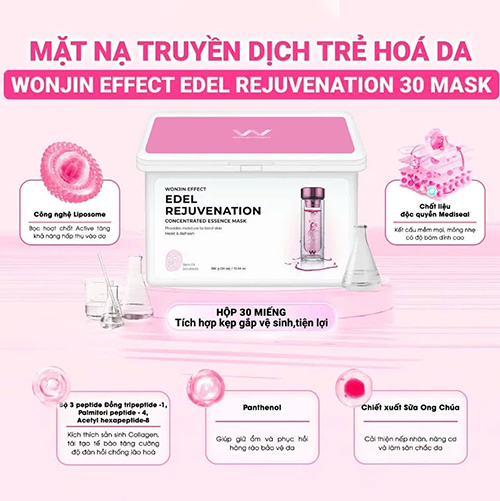 Hình ảnh minh họa củaMặt Nạ Giúp Dưỡng Da Chuẩn Clinic Mỗi Ngày WonJin Effect EDEL REJUVENATION Mask 350g (hộp 30 Mask)