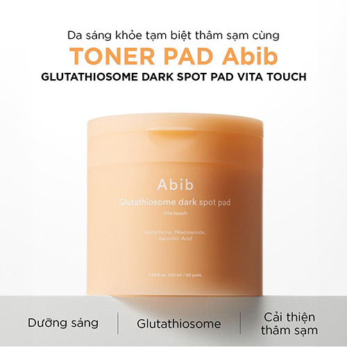 Hình ảnh minh họa củaToner pad dưỡng sáng, mờ thâm Abib Glutathiosome Dark Spot Pad Vita Touch 60 miếng