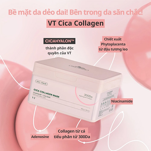 Hình ảnh minh họa củaMặt Nạ Dưỡng Da Phục Hồi Chống Lão Hoá VT Cica Collagen Mask