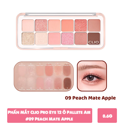 Hình ảnh minh họa củaPhấn Mắt 12 Ô Clio Pro Eye Palette Air #09 Peach Mate Apple