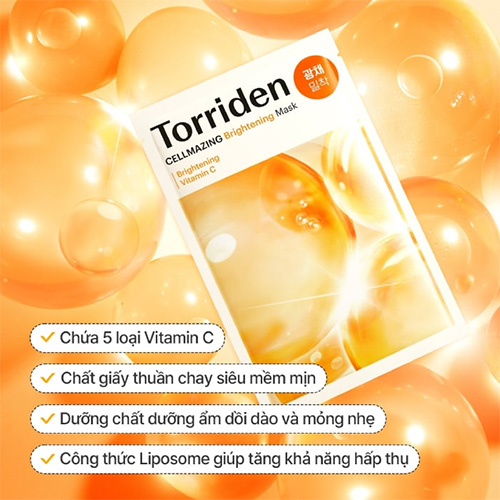 Hình ảnh minh họa củaMặt Nạ Torriden Hỗ Trợ Làm Sáng Da Torriden Cellmazing Vita C Brightening Mask
